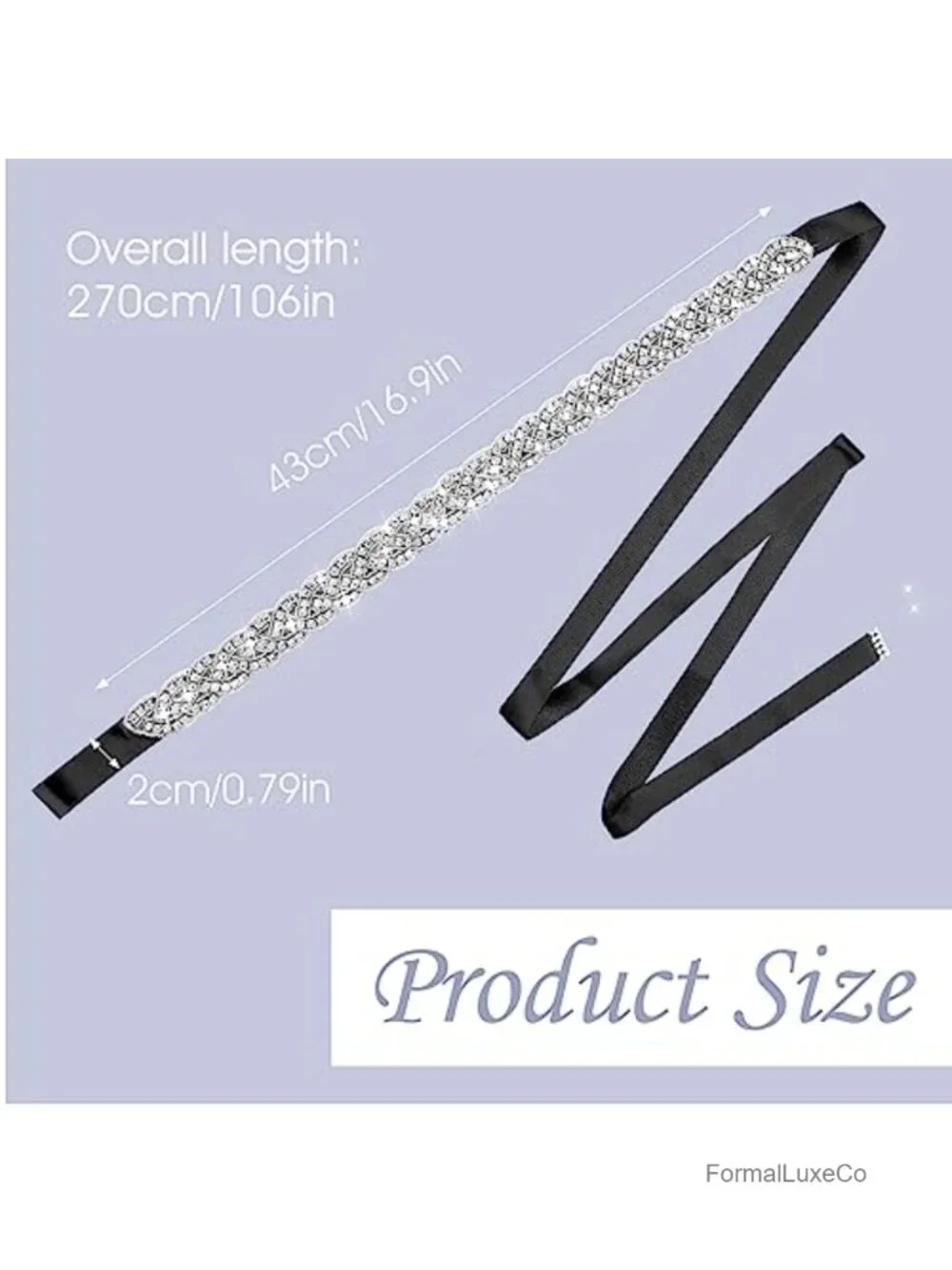 Handcrafted Rhinestone Glitter Ribbon Waist Belt for Women Bridal Wedding